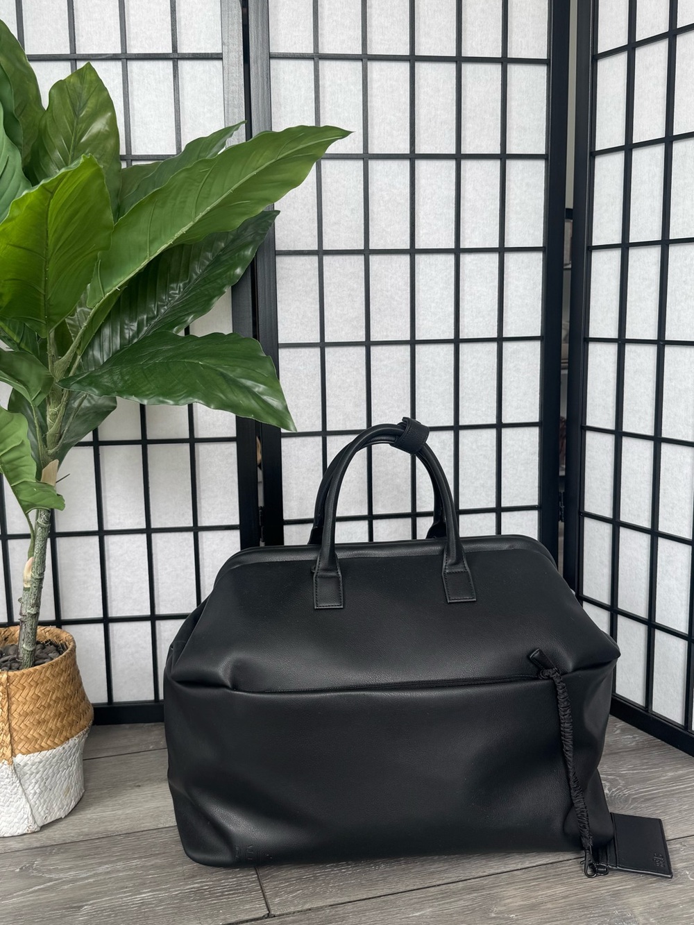 BEIS The Essential Leather Weekender Carry on Bag